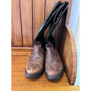 Vintage TEXAS Brand USA women’s Leather Western Cowboy Boots brown black Sz 7.5